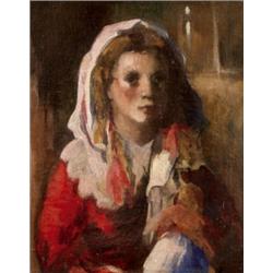 Koszta József (Brassó, 1861- Budapest, 1949) - Kislány babájával, 1920