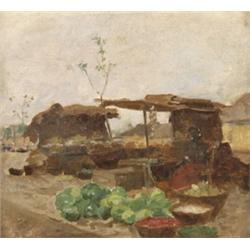 Bihari Sándor (Rézbánya, 1855 - Budapest, 1906) - Gyümölcspiac részlet, 1900 körül