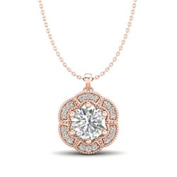 1.01 CTW VS/SI Diamond Solitaire Art Deco Stud Necklace 18K Rose Gold - REF-245X5T - 37110