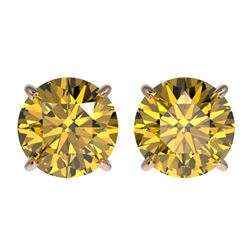 2.50 CTW Certified Intense Yellow SI Diamond Solitaire Stud Earrings 10K Rose Gold - REF-427Y5K - 33