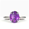 Image 1 : 2.50 CTW Amethyst Designer Inspired Solitaire Ring 18K White Gold - REF-36M2H - 22049