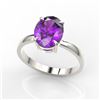 Image 2 : 2.50 CTW Amethyst Designer Inspired Solitaire Ring 18K White Gold - REF-36M2H - 22049