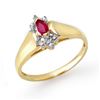 Image 1 : 0.22 CTW Ruby & Diamond Ring 10K Yellow Gold - REF-13H3A - 13847