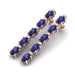 15.47 CTW Tanzanite & VS/SI Certified Diamond Tennis Earrings 10K Rose Gold - REF-189Y3K - 29492