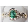 Image 1 : 1) STERLING SILVER GOLD PLATED EMERALD RING