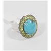 Image 2 : 4) STERLING SILVER WITH TURQUOISE & PERIDOT RING