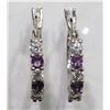 Image 1 : 7) STERLING SILVER GENUINE AMETHYST EARRINGS