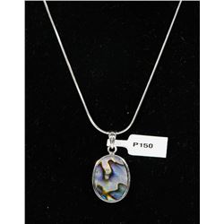 9) STERLING SILVER ABALONE NECKLACE WITH CHAIN