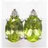 Image 1 : 12) STERLING SILVER PERIDOT DIAMOND EARRINGS