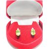 Image 2 : 12) STERLING SILVER PERIDOT DIAMOND EARRINGS