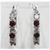 Image 1 : 13) STERLING SILVER NATURAL GARNET EARRINGS