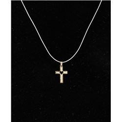 16) 10KT GOLD CROSS PENDANT ON FASHION CORD