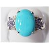 Image 1 : 18) ST. SILVER TURQUOISE TANZANITE DIAMOND RING
