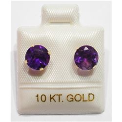 19) 10KT GOLD GENUINE AMETHYST  EARRINGS