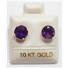 Image 1 : 19) 10KT GOLD GENUINE AMETHYST  EARRINGS