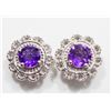 Image 1 : 21) ST. SILVER ANTIQUE DESIGN AMETHYST EARRINGS
