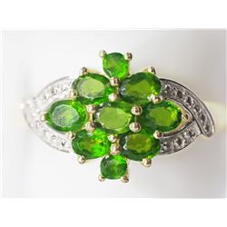 22) STERLING SILVER NATURAL CHROME DIOPSIDE RING