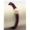 Image 2 : 26) GARNET & CULTURED PEARL FLEXIBLE BRACELET