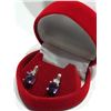 Image 2 : 27) STERLING SILVER AMETHYST W/DIAMOND EARRINGS