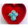 Image 2 : 37) STERLING SILVER TURQUOISE WHITE TOPAZ RING
