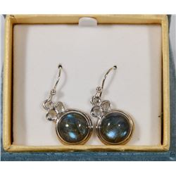 38) STERLING SILVER LABRADORITE EARRINGS