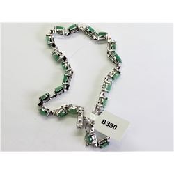 40) STERLING SILVER EMERALD TENNIS BRACELET