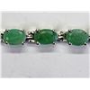 Image 2 : 40) STERLING SILVER EMERALD TENNIS BRACELET
