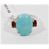 Image 1 : 42) STERLING SILVER ARIZONA TURQUOISE GARNET RING