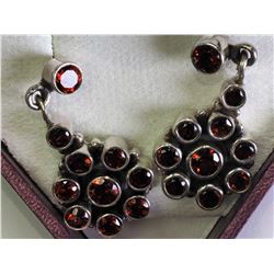 43) SILVER GENUINE GARNET EARRINGS