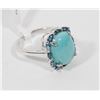 Image 2 : 46) STERLING SILVER TURQUOISE BLUE TOPAZ RING