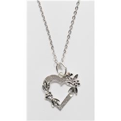 47) STERLING SILVER HEART SHAPED PENDANT NECKLACE