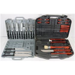LOT WITH BBQ UTENSILS, AND BBQ KNIFES AND FORKS