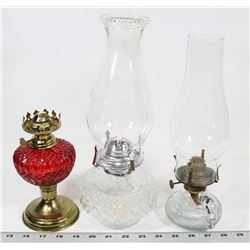 LOT OF 3 WORKING OIL LAMPS