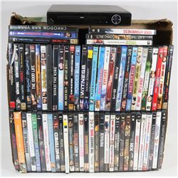 66 DVD MOVIES W/ SYLVANIA  DVD PLAYER