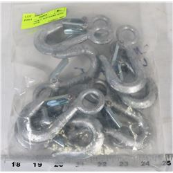 LOT OF 10 NEW 1" SLIP HOOKS WITH SAFETY LATCH.