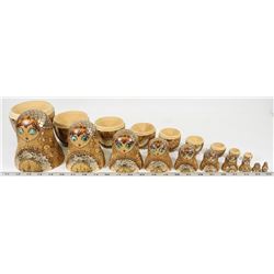 A SET OF 10 RUSSIAN NESTING DOLLS (MATRIOSHKAS)
