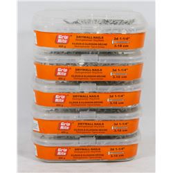 5 TUBS OF GRIP RITE DRYWALL NAILS 3D 1-1/4"