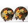 Image 1 : 2 HAND PAINTED FRUIT MOTIF DISPLAY PLATES ON