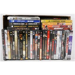 BOX W/ 36 ACTION DVD MOVIES
