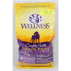 2 BAGS OF WELLNESS GRAIN FREE DOG FOOD 4LBS EACH