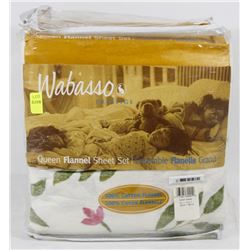 WABBASSO QUEEN SIZE FLANNEL SHEET SET 100%