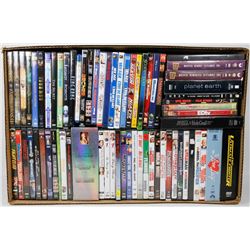FLAT OF 70 ASSORTED DVDS.