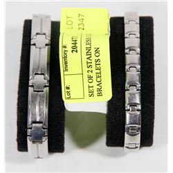 SET OF 2 STAINLESS STEEL BRACELETS ON
