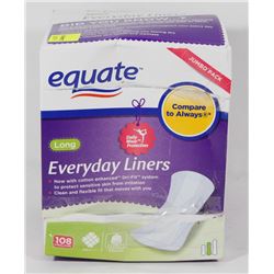 BOX OF EQUATE EVERYDAY LINERS LONG LENGTH