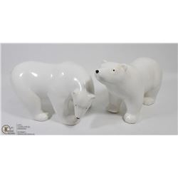 PAIR OF CERAMIC POLAR BEARS