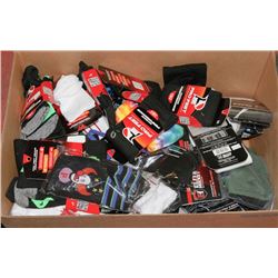 LARGE BOX OF ASSORTED SPORTS SOCKS