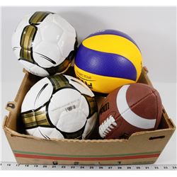 FLAT OF ASSORTED SPORTS BALLS