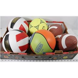 FLAT OF ASSORTED SPORTS BALLS