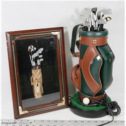 FLAT OF GOLFING ITEMS -GOLFBAG PHONE (TESTED &