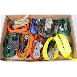 FLAT OF 9 RATCHETING STRAPS.